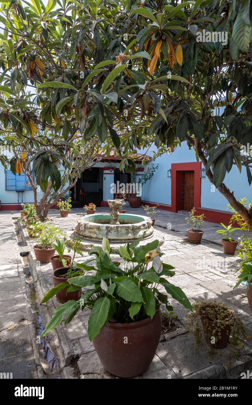 Oaxaca, Mexique - la cour de la maison Benito Juárez, où le président mexicain a vécu de 1818 à 1828. C'est maintenant un musée. Banque D'Images