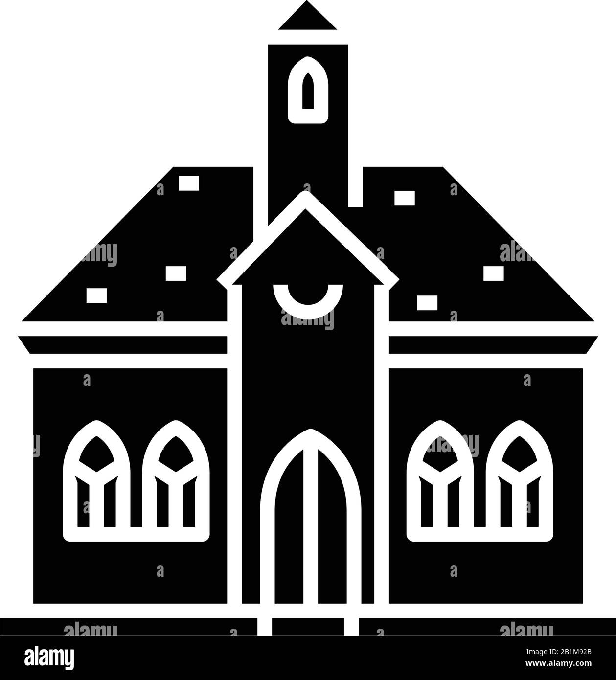 Icône noire de l'Église, illustration du concept, symbole plat vectoriel, signe glyphe. Illustration de Vecteur