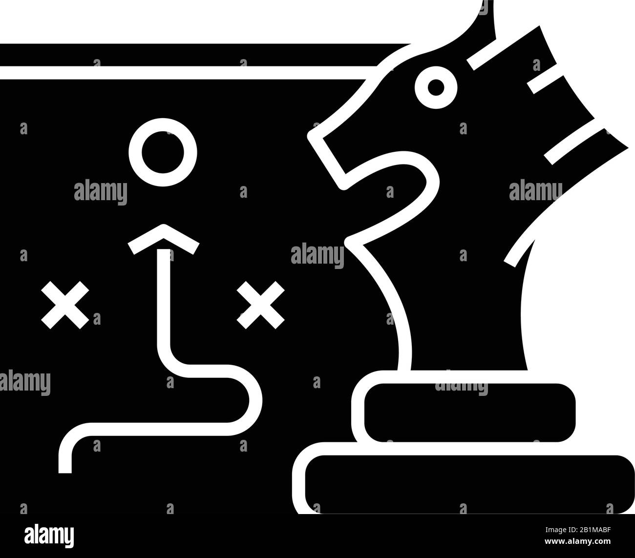 Chess solutions icône noire, illustration de concept, symbole vectoriel plat, signe glyphe. Illustration de Vecteur