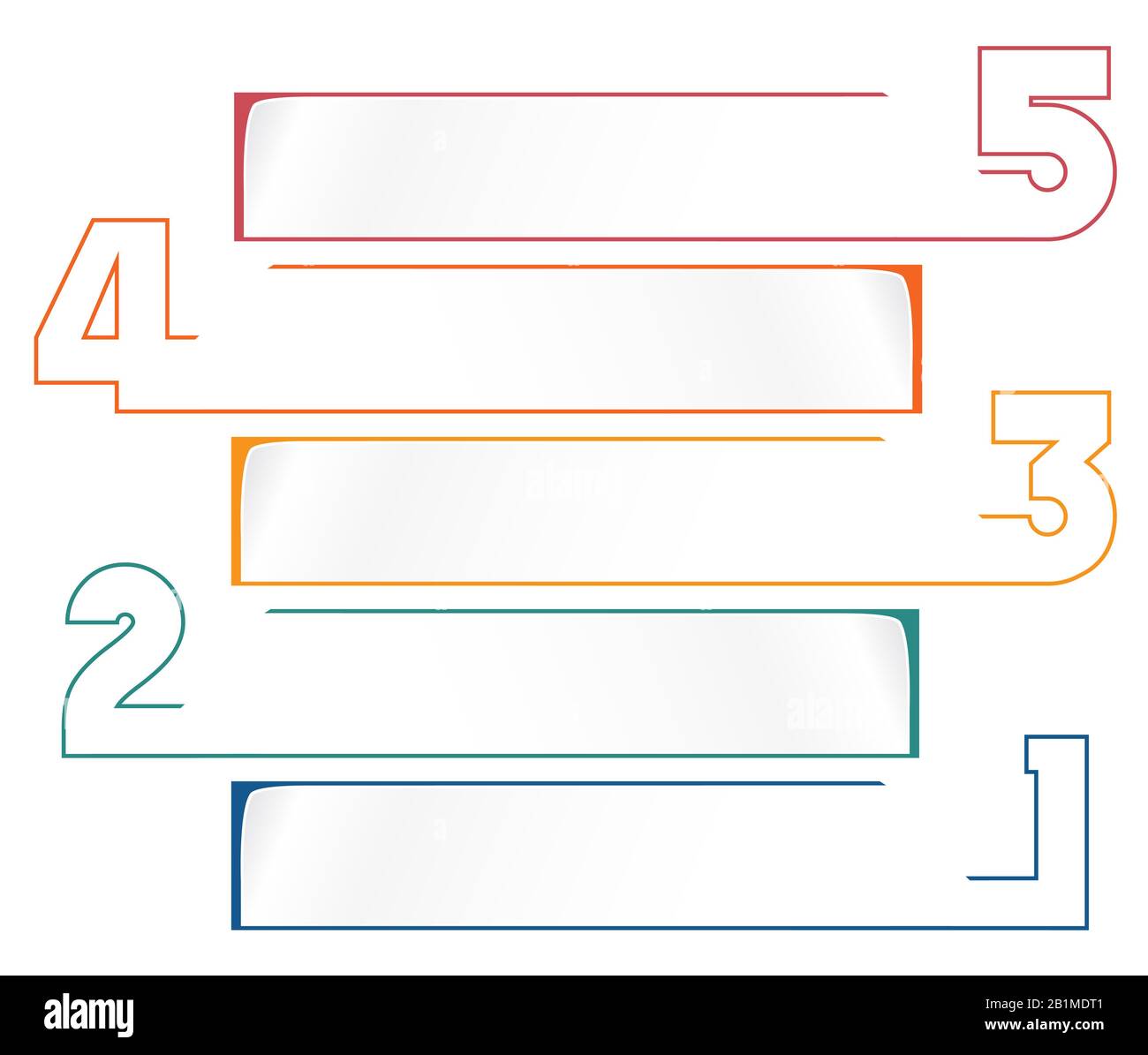 Modèle infographie universel pour les projets sur fond blanc 5 positions bandes horizontales Banque D'Images