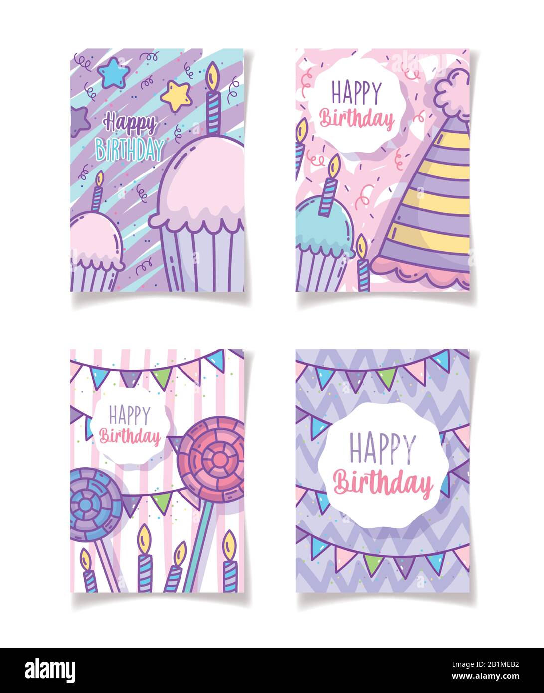 joyeux anniversaire cartes de vœux décoration fête illustration vectorielle Illustration de Vecteur