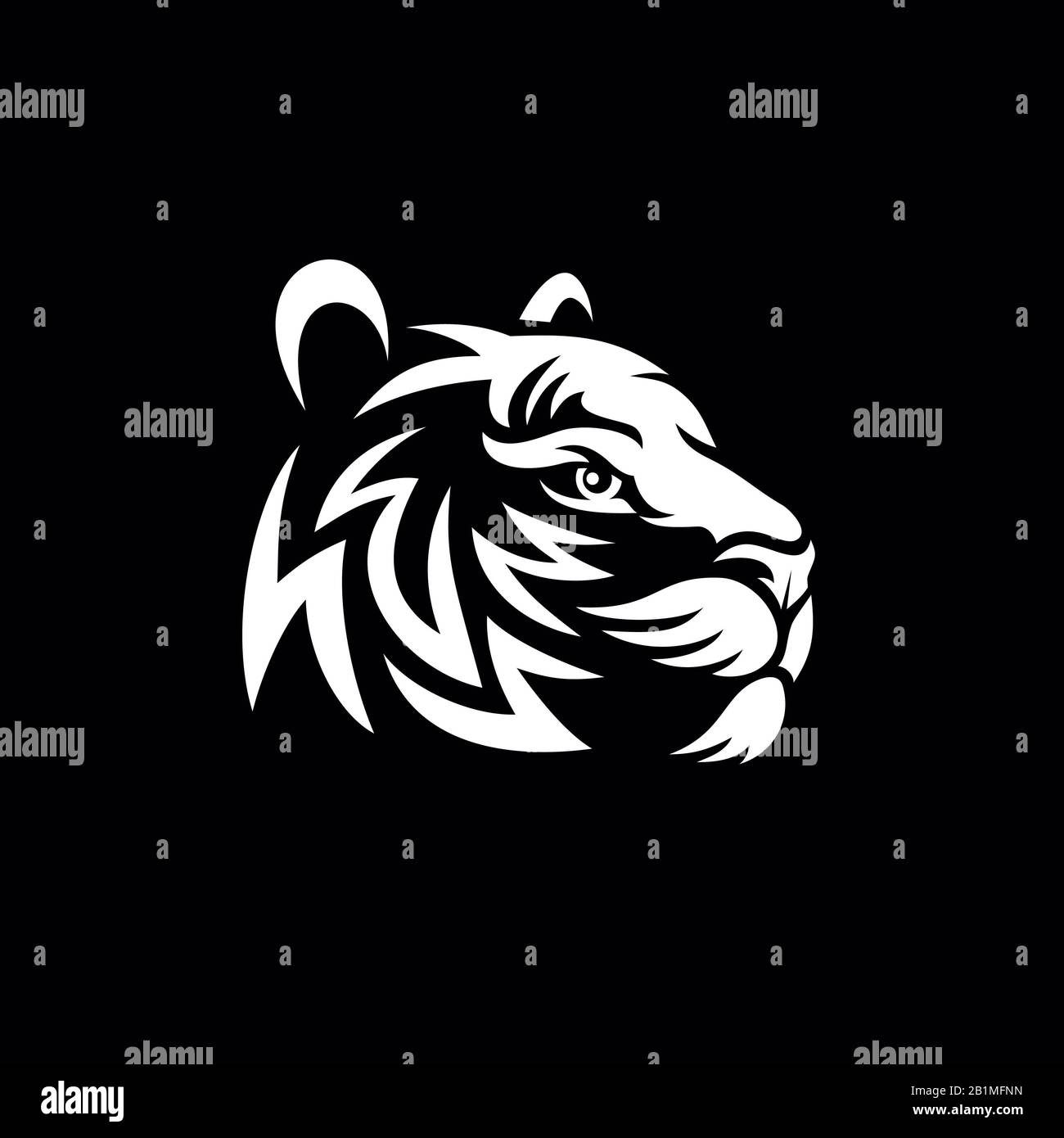 Illustration vectorielle une tête de tigre. Tête de tigre dans le style tribal Banque D'Images