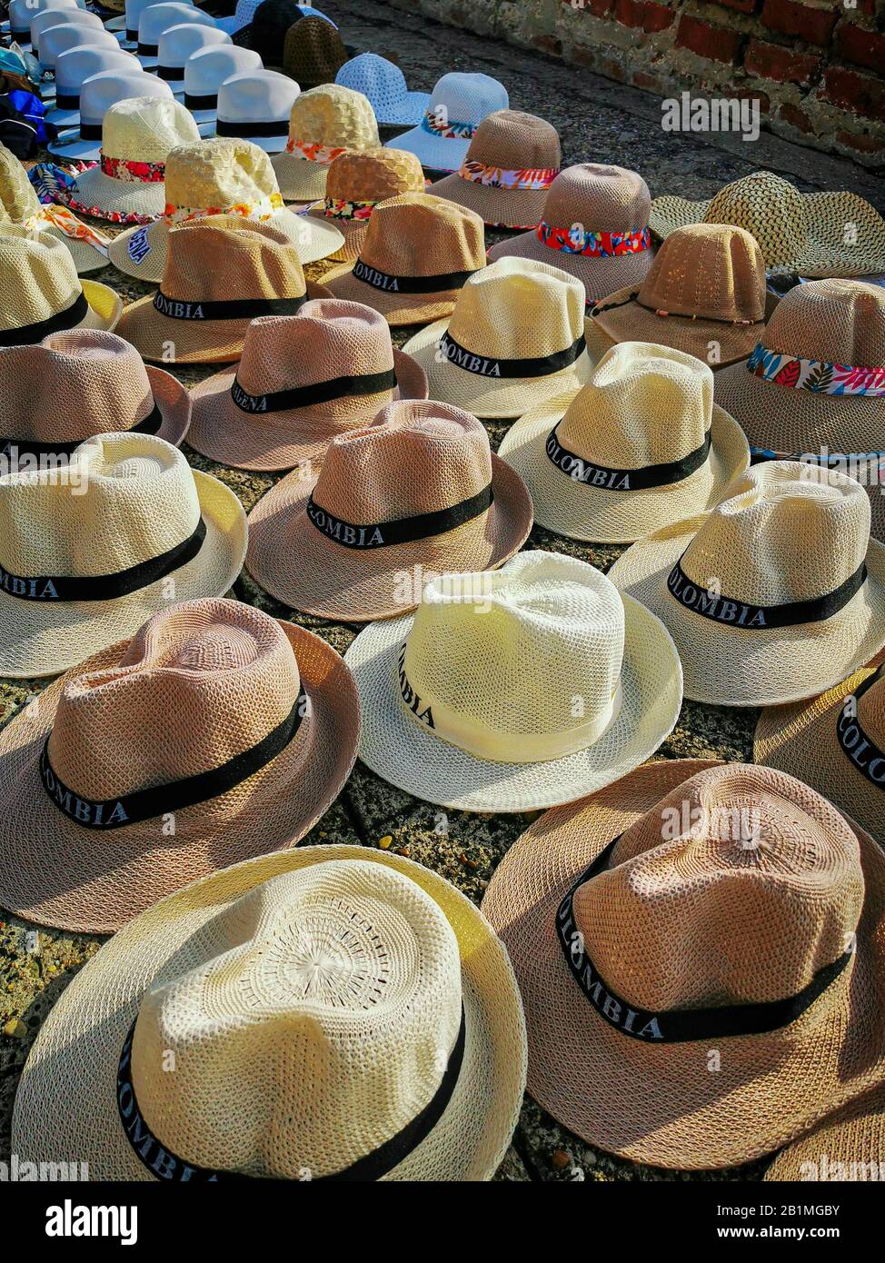 Panama Hats au château de Castillo de San Felipe de Barajas à Cartagena de Indias, Colombie. Banque D'Images