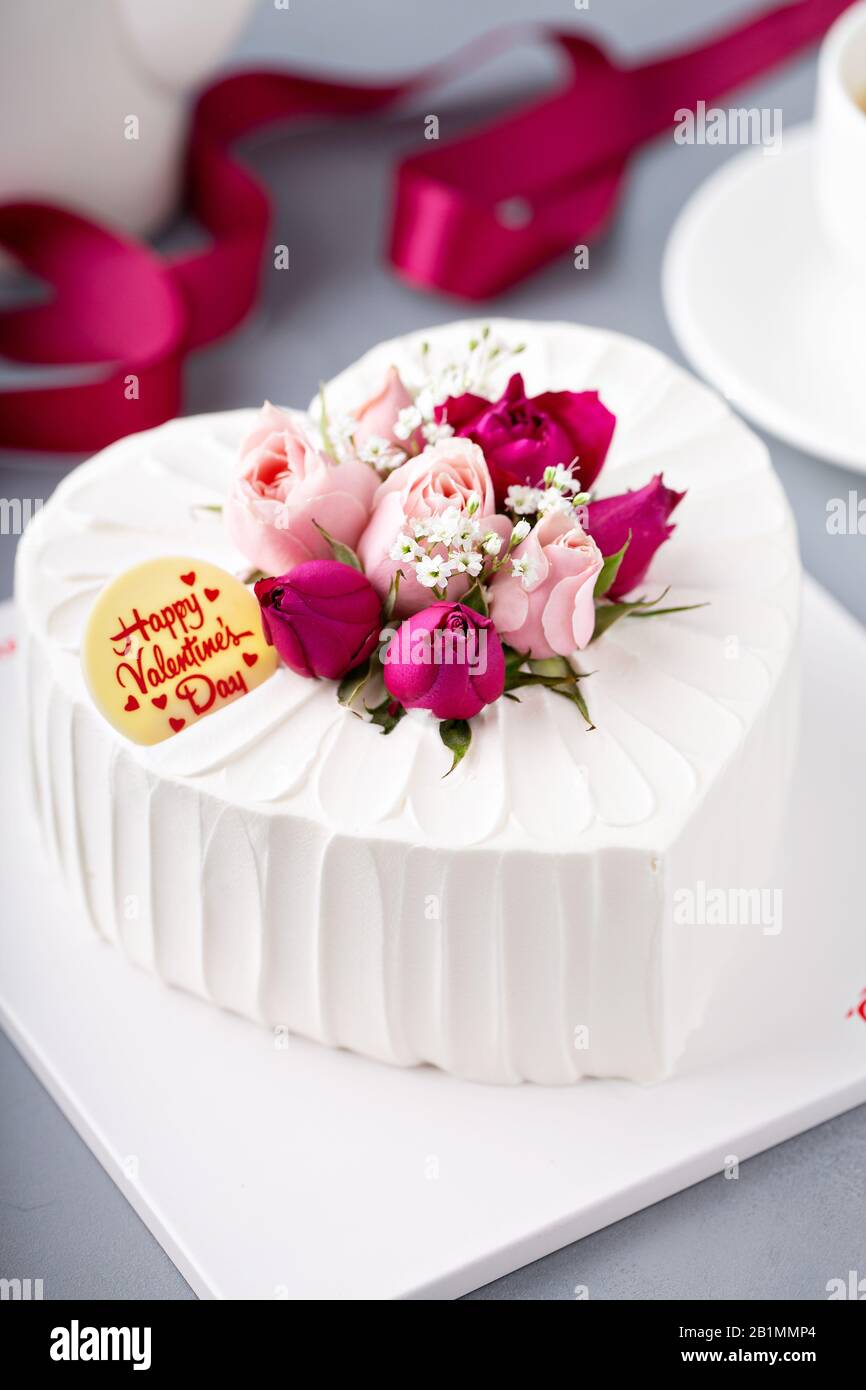 Valentines Day cake avec de la crème Banque D'Images