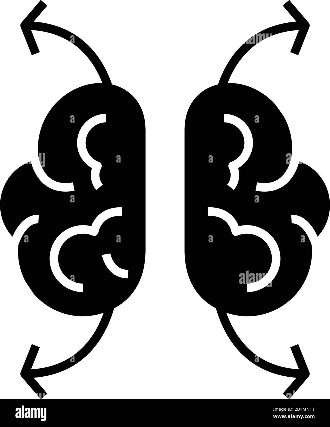 Icône noire lésion cérébrale, illustration conceptuelle, symbole vectoriel plat, signe glyphe. Illustration de Vecteur