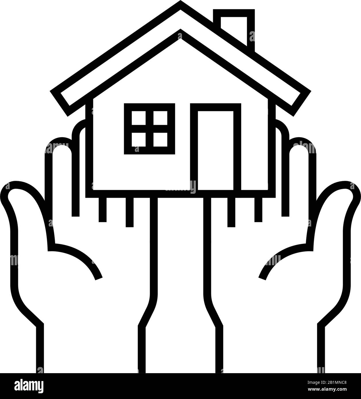 Icône de ligne de protection d'accueil, signe concept, illustration vectorielle, symbole linéaire. Illustration de Vecteur