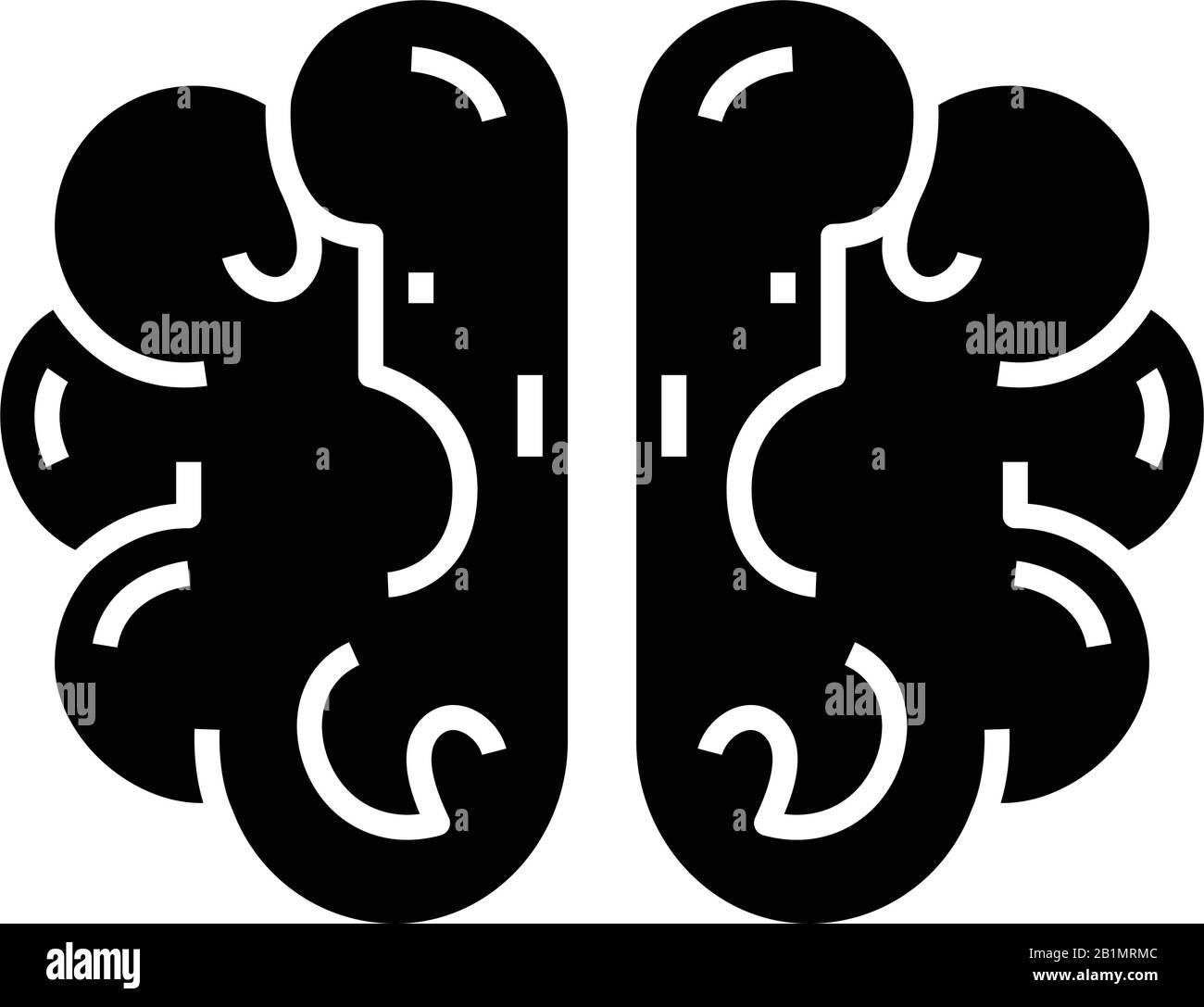 Icône noire de recherche cérébrale, illustration conceptuelle, symbole vectoriel plat, signe glyphe. Illustration de Vecteur