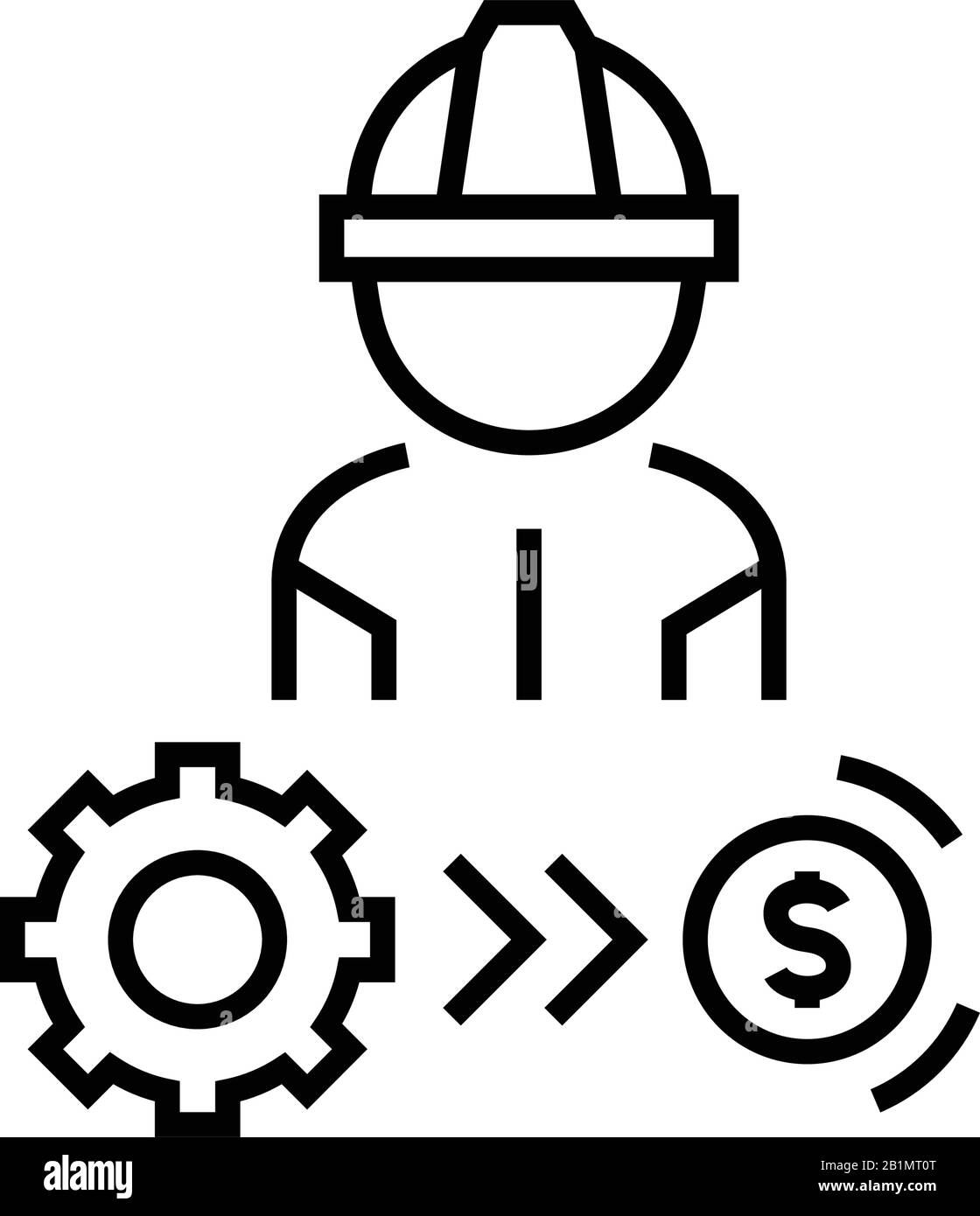Icône de ligne d'employé industriel, signe de concept, illustration vectorielle de contour, symbole linéaire. Illustration de Vecteur