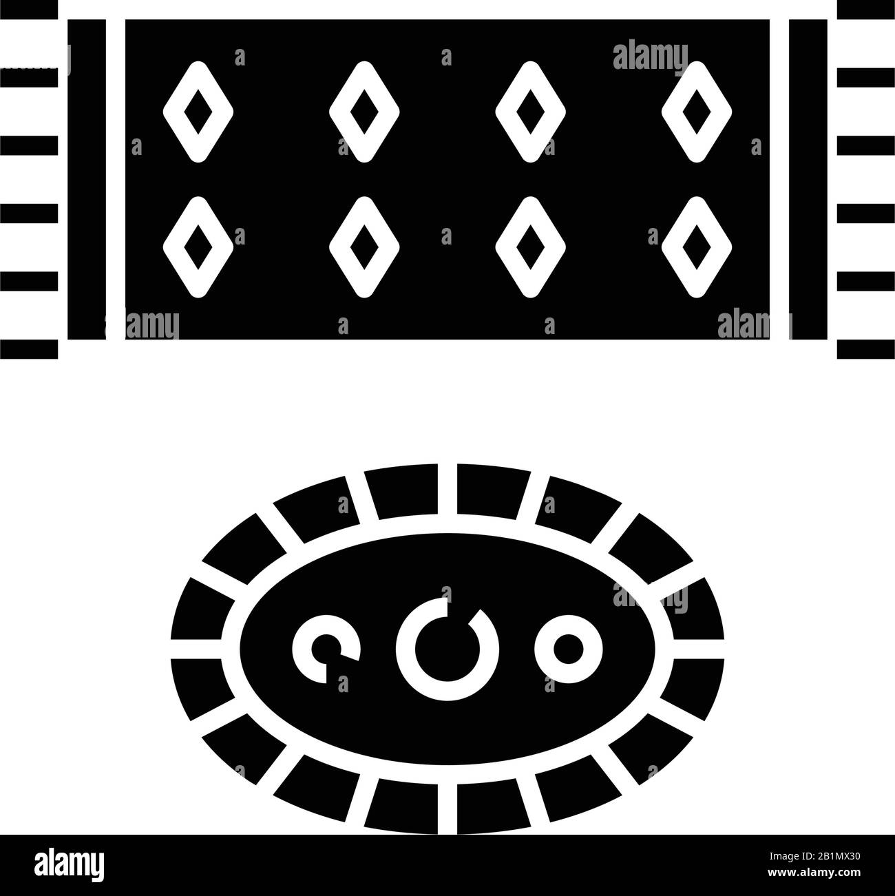 Icône noire de moquette, illustration de concept, symbole plat vectoriel, signe glyphe. Illustration de Vecteur