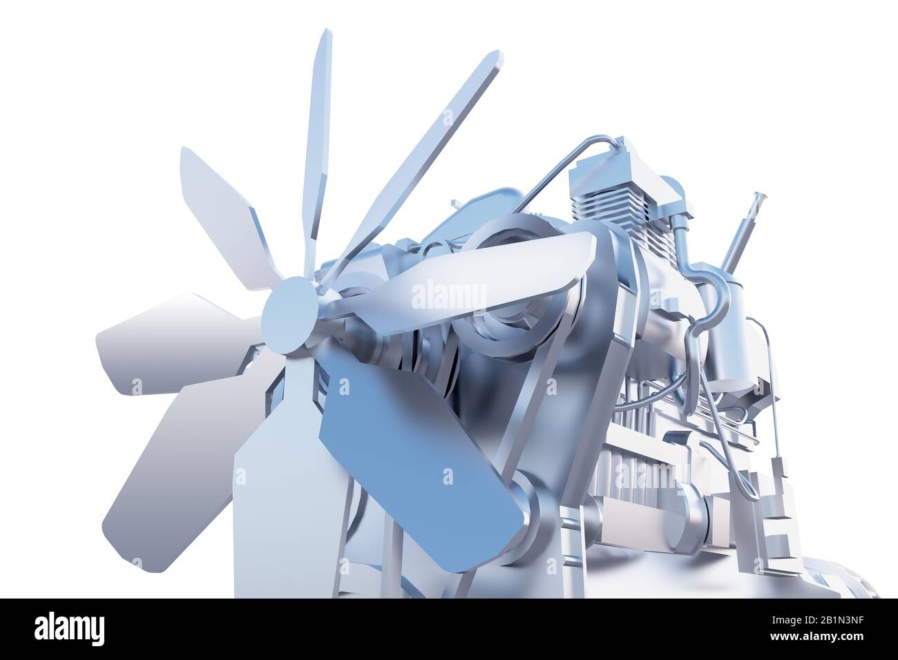 moteur en acier avec ventilateur. rendu tridimensionnel Banque D'Images