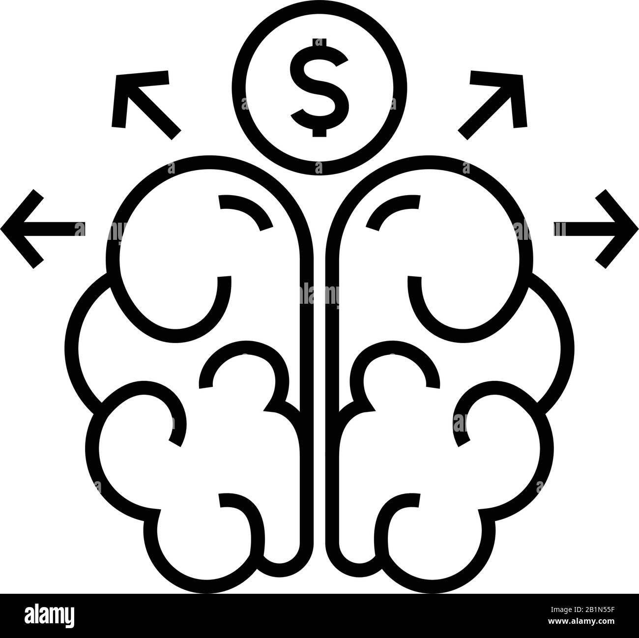 Icône de ligne de planification de revenu, signe de concept, illustration vectorielle, symbole linéaire. Illustration de Vecteur