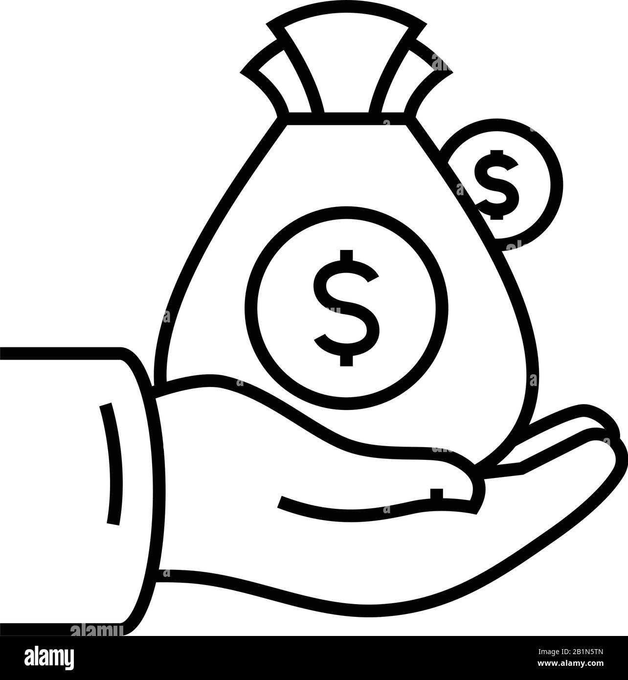 Icône de ligne de revenu, signe concept, illustration vectorielle, symbole linéaire. Illustration de Vecteur