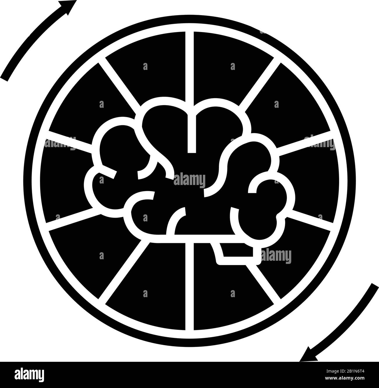 Génération d'idées cérébrales icône noire, illustration conceptuelle, symbole vectoriel plat, signe glyphe. Illustration de Vecteur