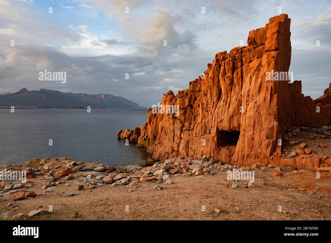 La Plage De Red Rocks, Italie, Sardaigne, Arbatax Banque D'Images