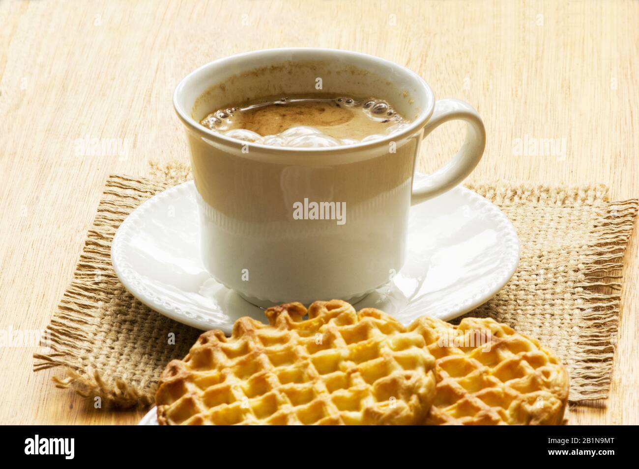 Tasse de café et de gaufres Banque D'Images