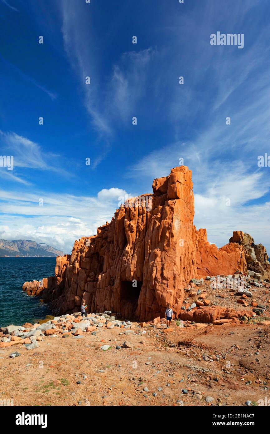 La Plage De Red Rocks, Italie, Sardaigne, Arbatax Banque D'Images