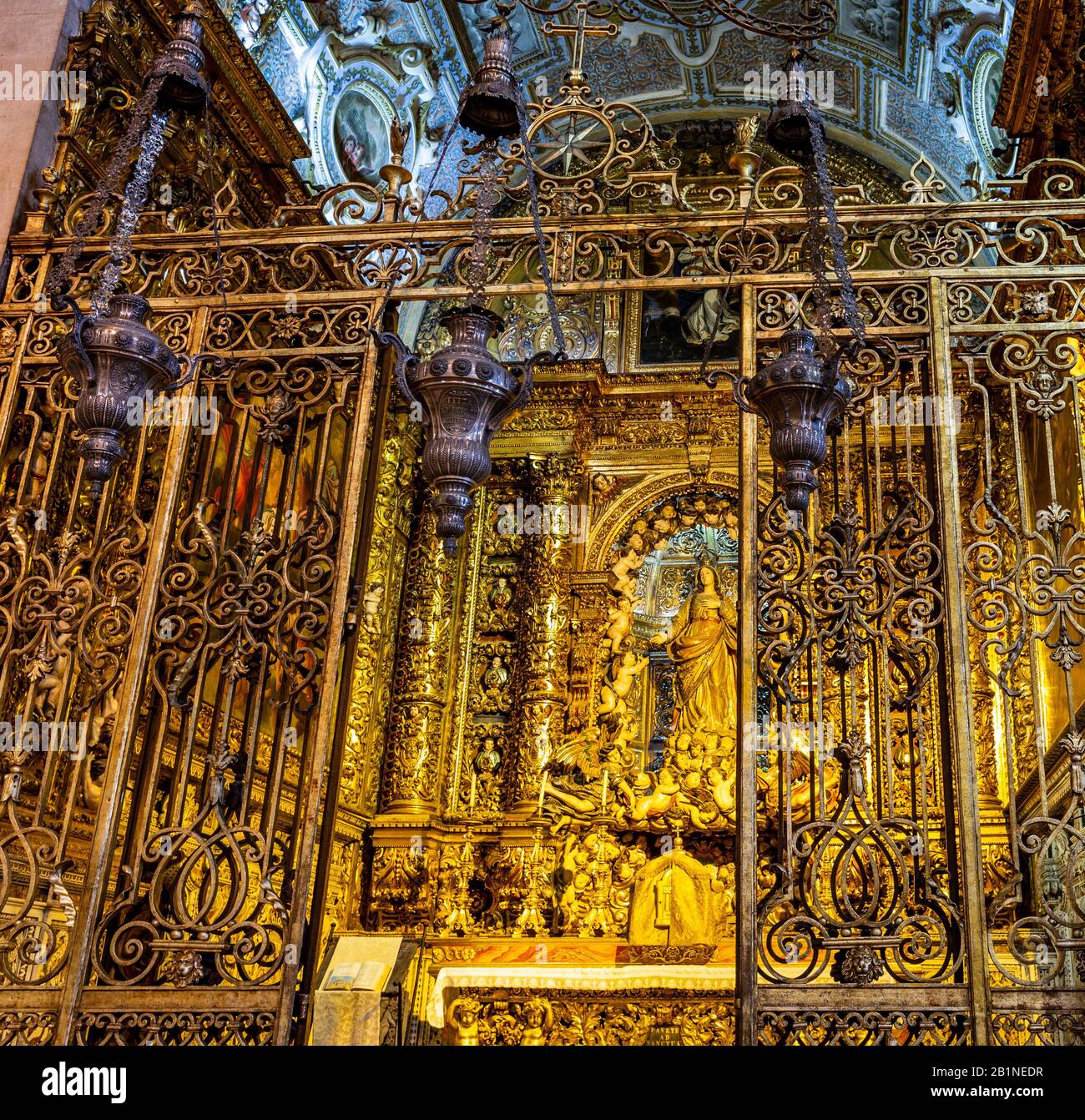 Détail de la Chapelle Du Saint Sacrement Le Plus Saint, construite en 1636 à l'intérieur de l'église jésuite de Saint Roch, à Bairro Alto, Lisbonne, Portugal Banque D'Images