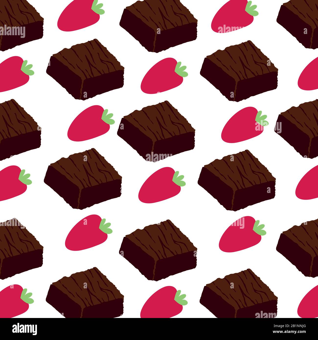 brownies douces avec motif fraises Illustration de Vecteur