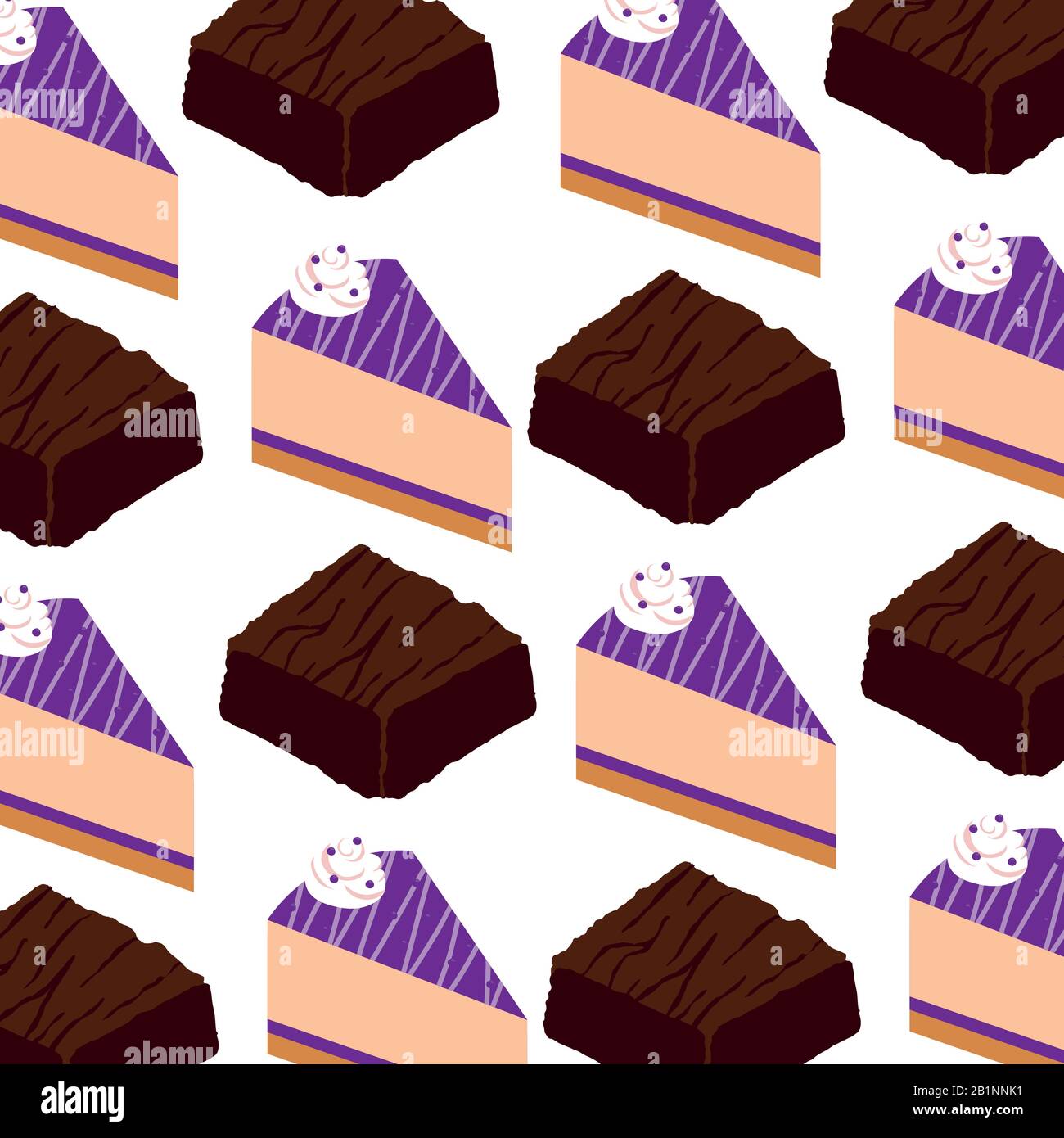 portions de gâteaux sucrés dessert avec motif brownies Illustration de Vecteur