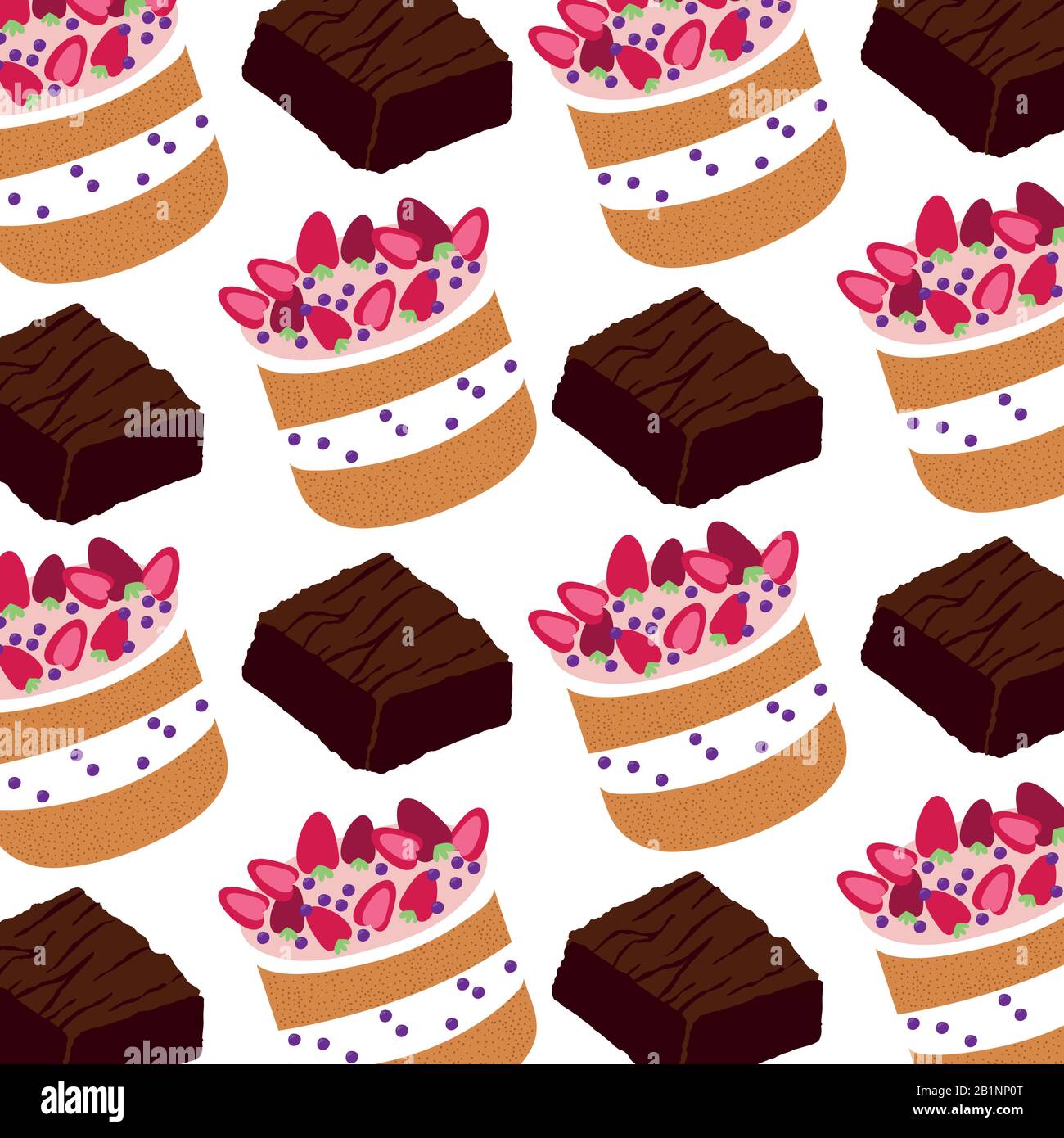 brownies douces avec motif gâteaux aux fraises Illustration de Vecteur