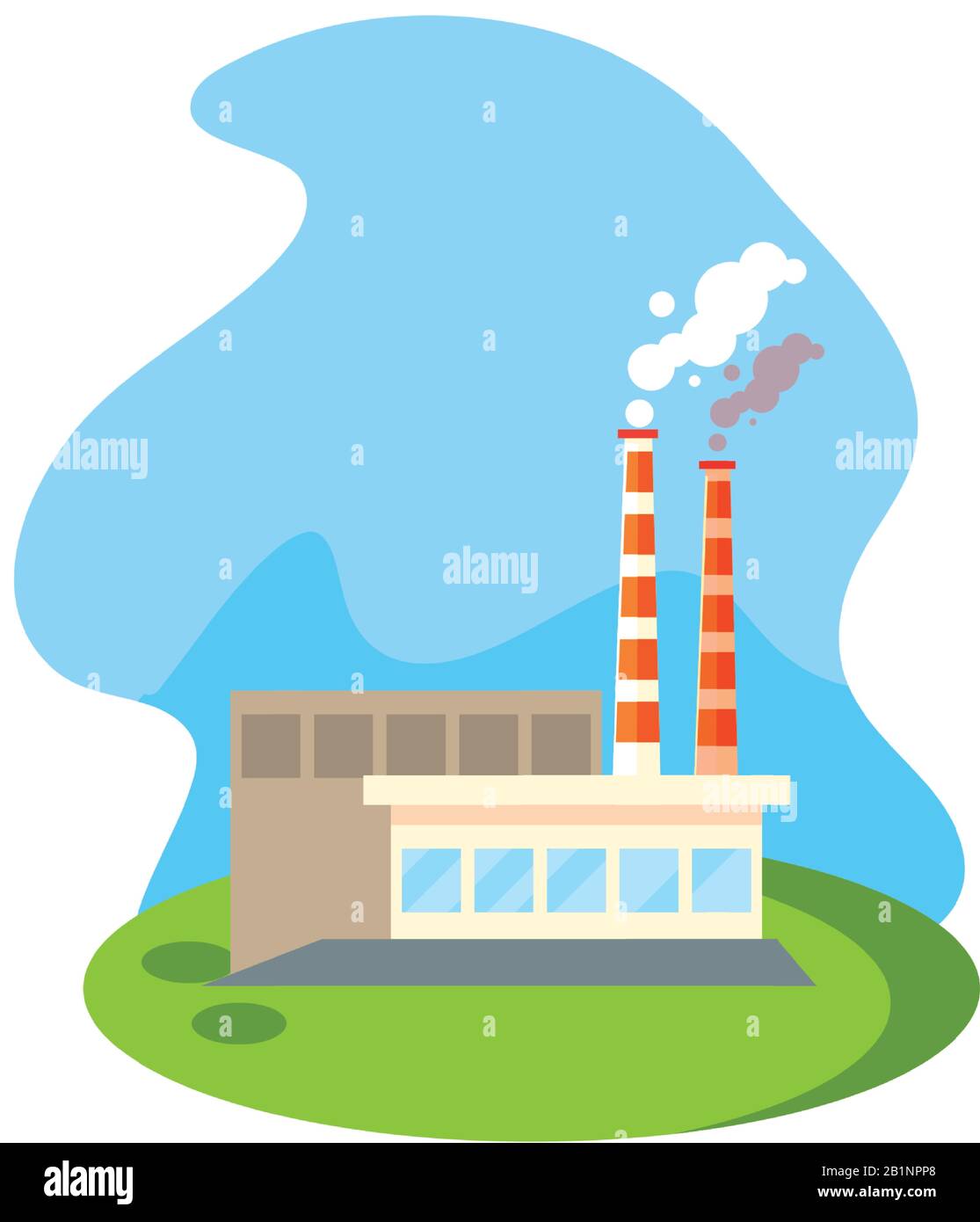 usine avec nuages de fumée sur fond blanc illustration vectorielle Illustration de Vecteur