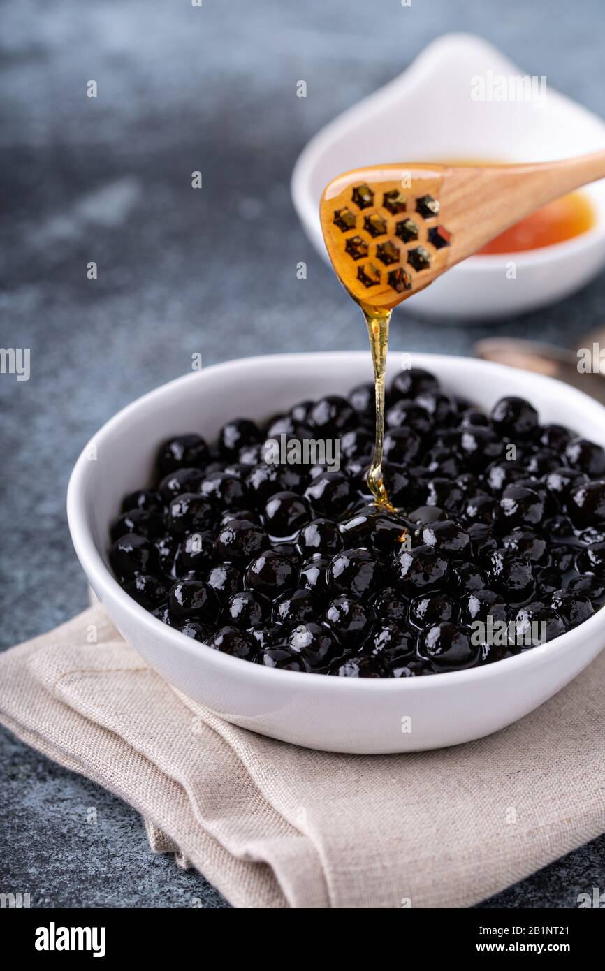 Perles de tapioca pour le thé à bulles Banque D'Images