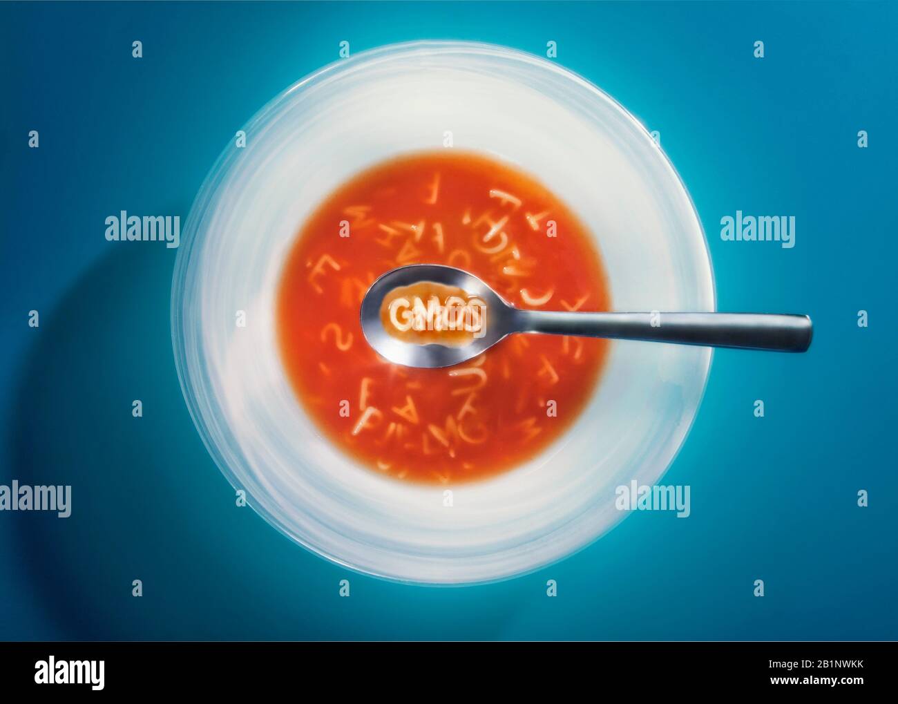 Soupe d'alphabet OGM Banque D'Images