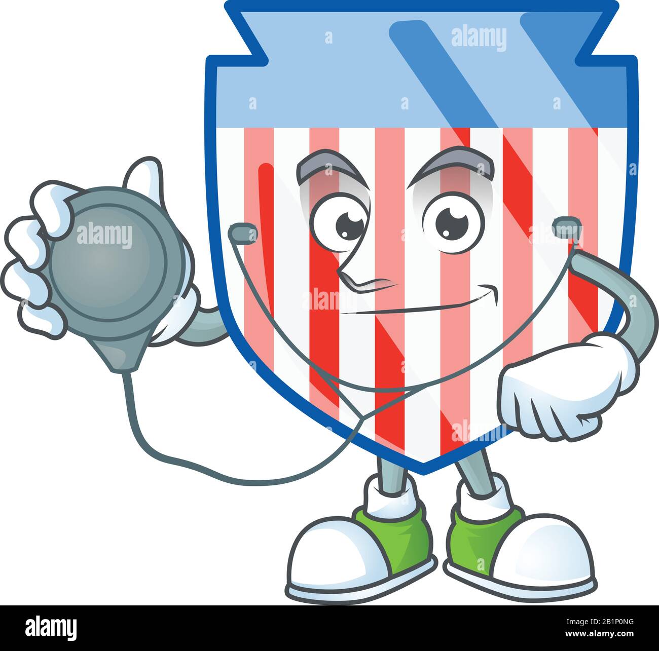 USA rayures protection mascotte icône design comme un costume de travail Doctor avec des outils Illustration de Vecteur