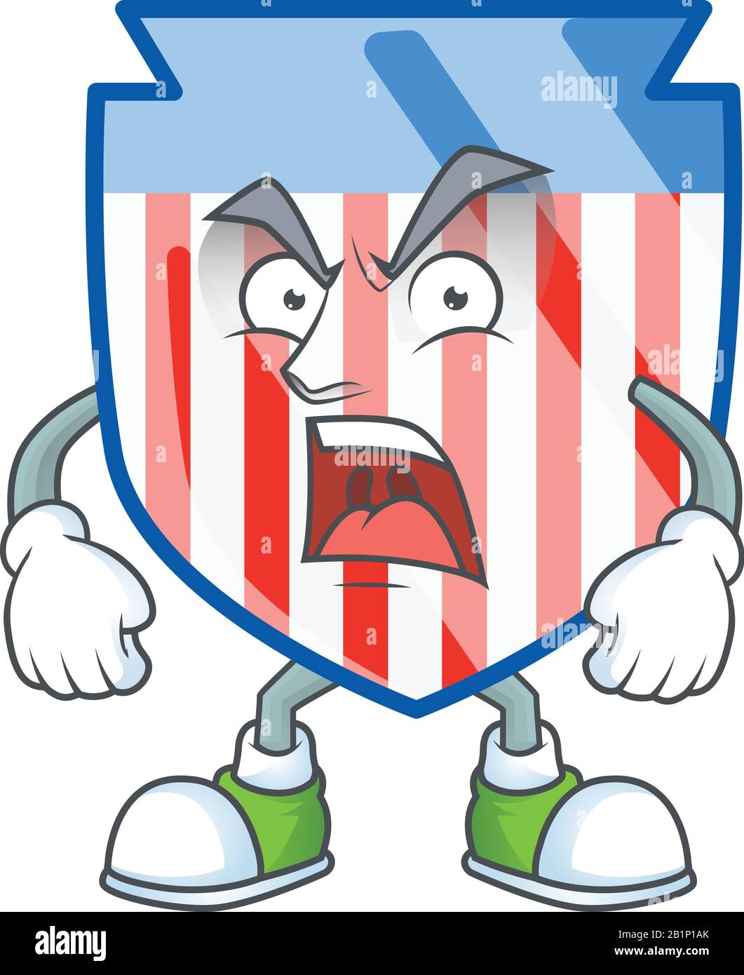 Les États-Unis ont des rayures qui protègent le dessin de personnage de dessin animé avec un visage en colère Illustration de Vecteur