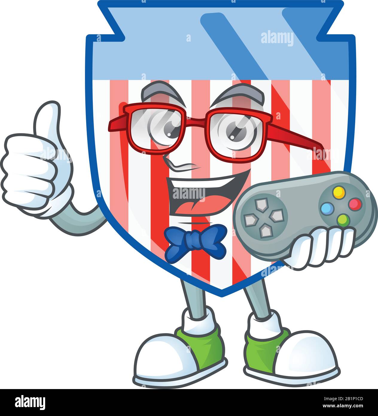 Un gamer américain séduisant rayures bouclier dessin de personnage de dessin animé Illustration de Vecteur