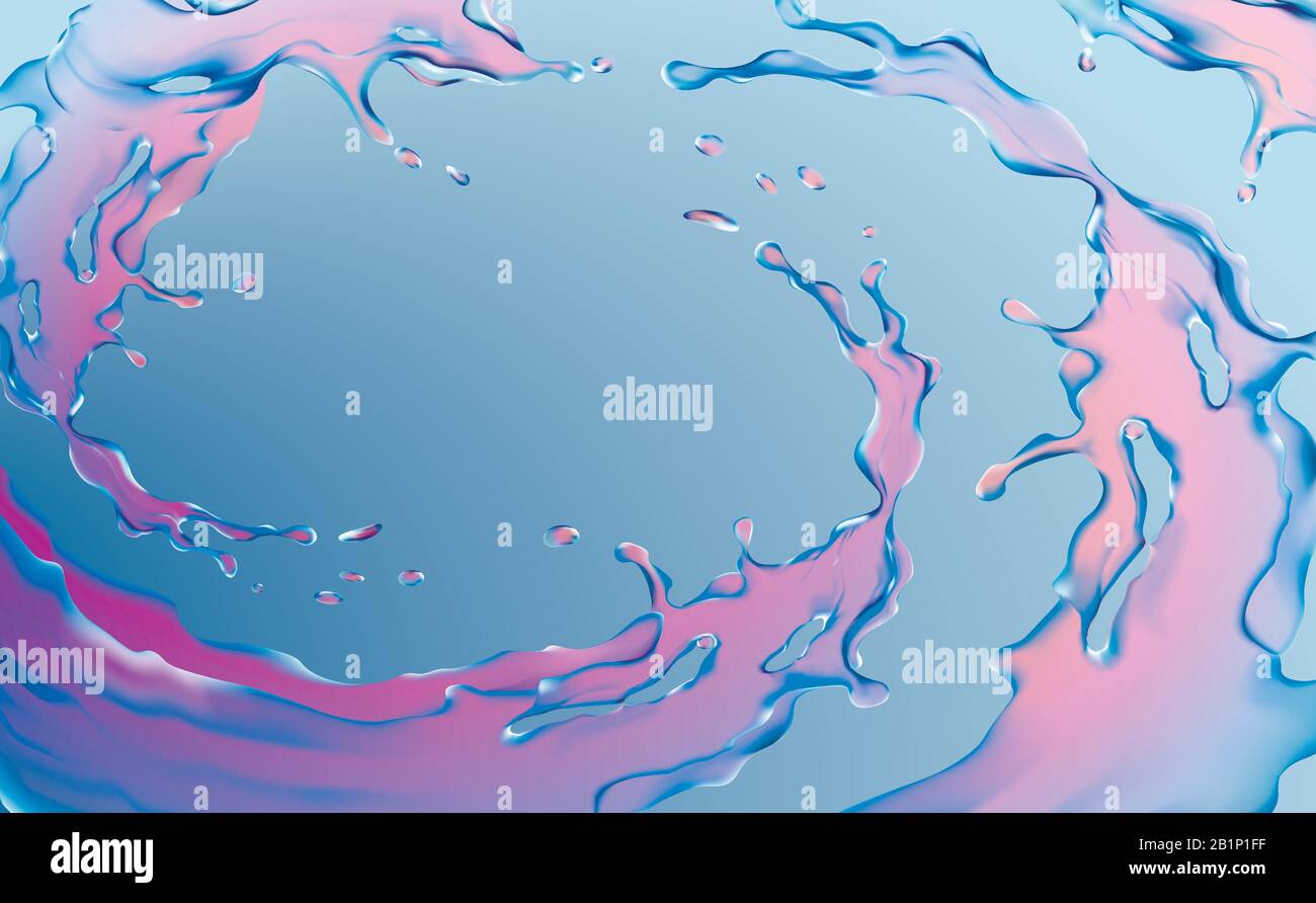 Illustration d'un arrière-plan avec des éclaboussures d'eau. La circulation du liquide. Un vecteur tridimensionnel. Illustration de Vecteur
