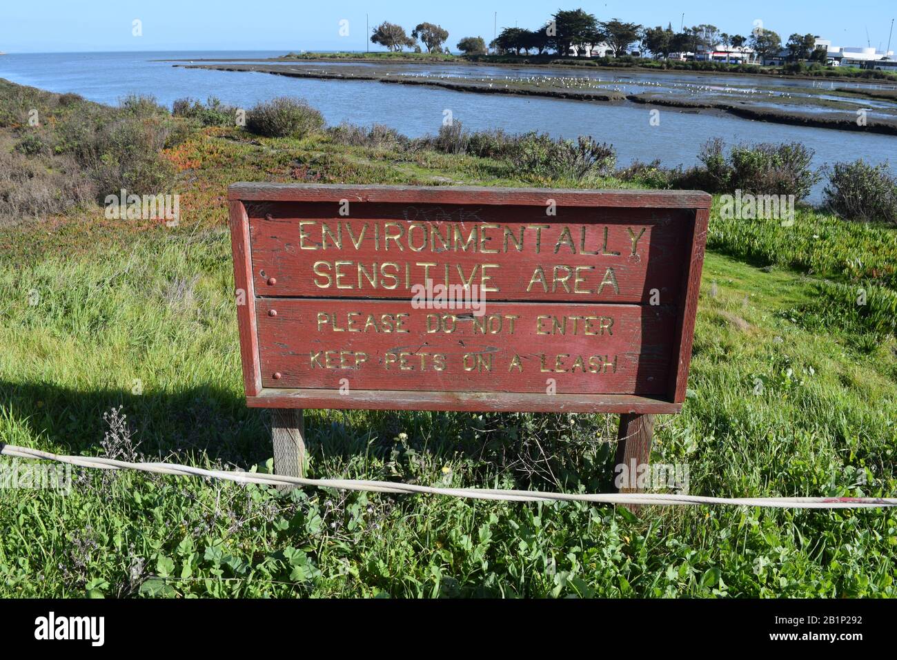 Panneau de zone écologique le long de la route de la baie de San Francisco. Banque D'Images