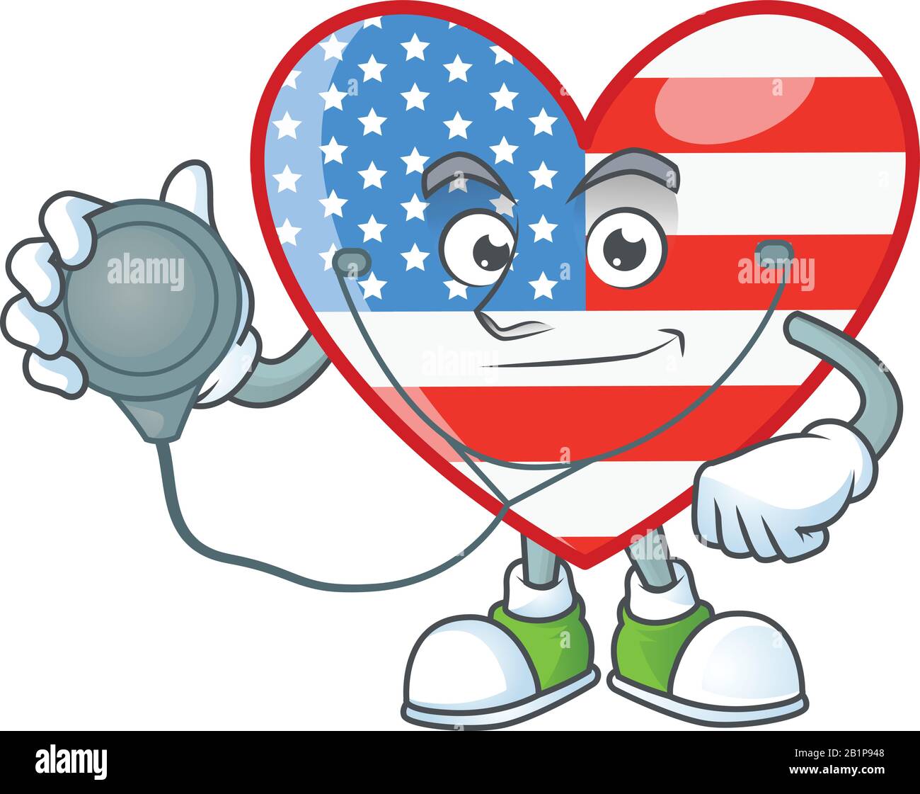 Jour d'indépendance amour mascotte icône design comme un costume de travail Doctor avec des outils Illustration de Vecteur