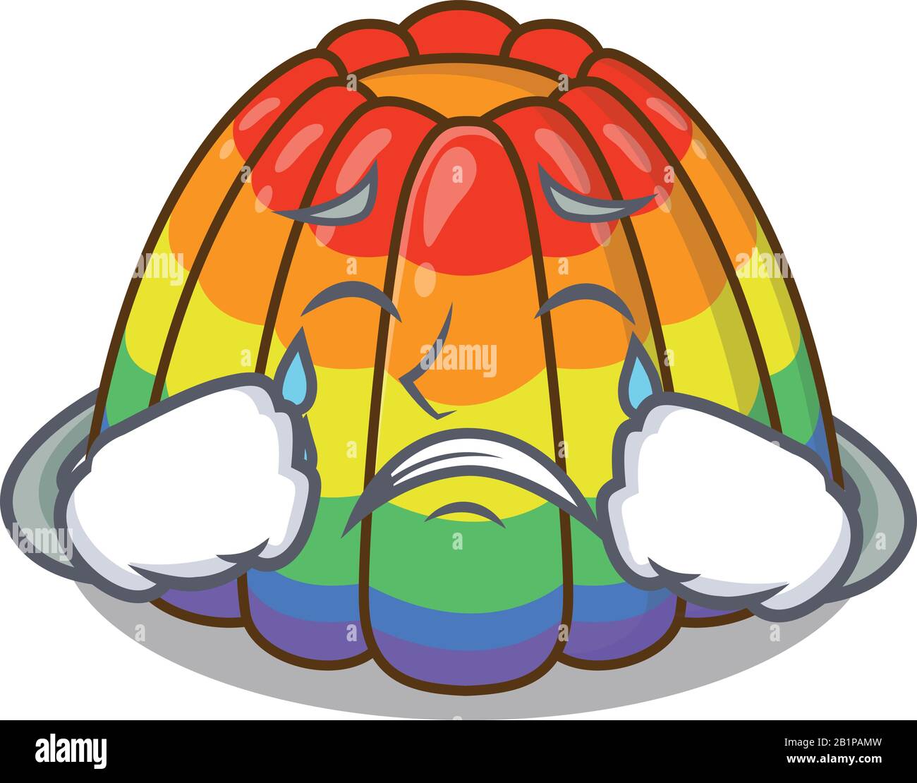 Gelée arc-en-ciel personnage de dessin animé avec un visage triste Illustration de Vecteur