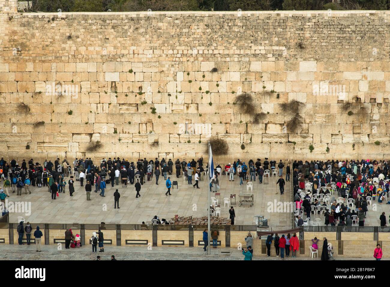 Vue d'ensemble du mur occidental dans la vieille ville de Jérusalem, Israël Banque D'Images