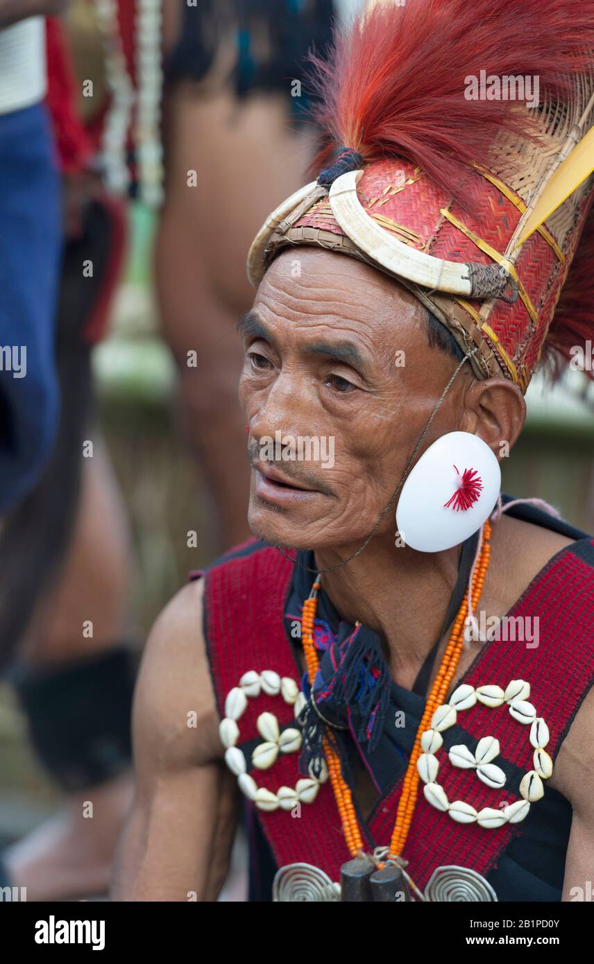 01 décembre 2013, Nagaland, Inde. NagaTribal, festival Hornbill. Visages ruraux de l'Inde Banque D'Images