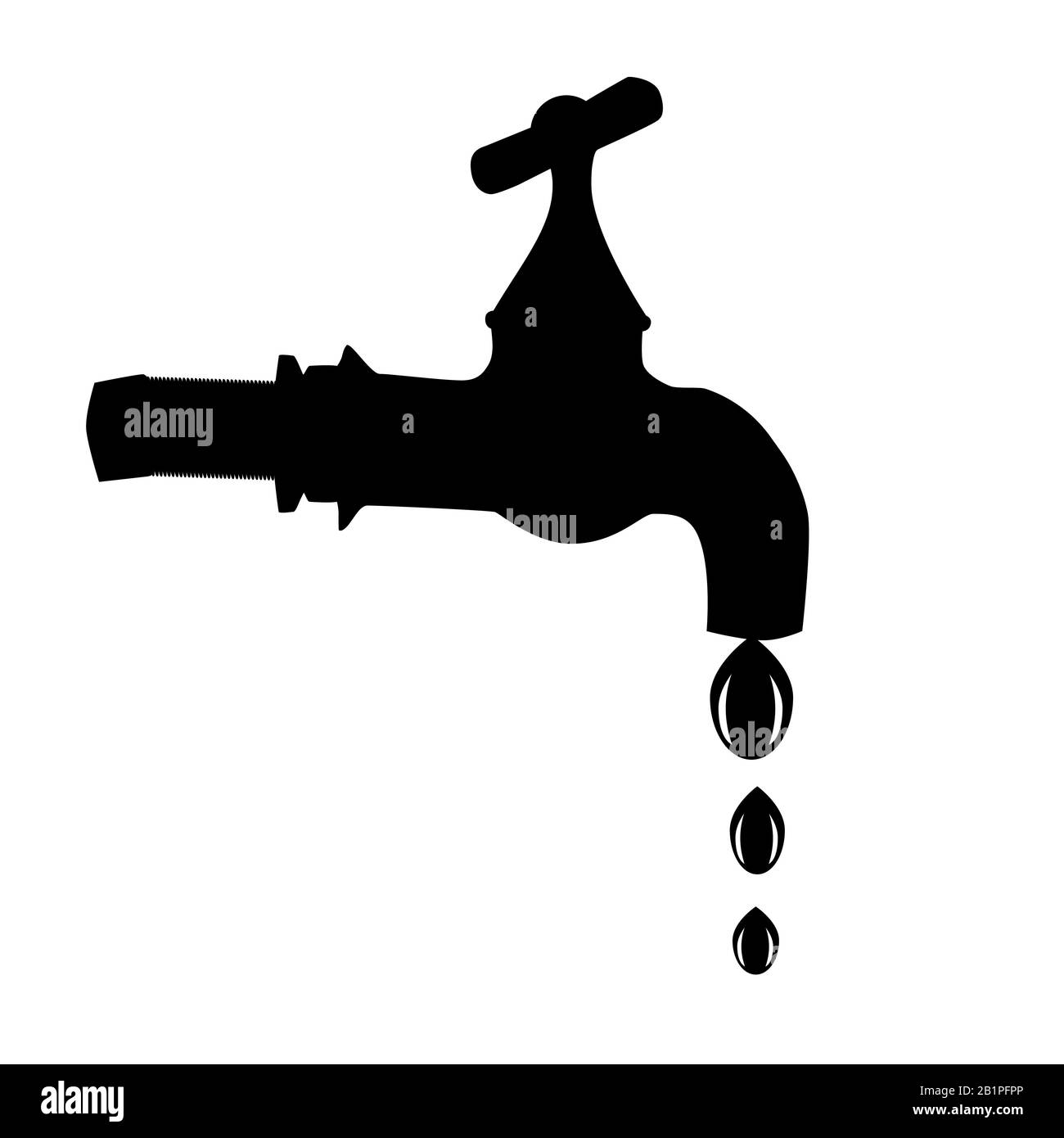 Appuyez sur l'icône isolée sur fond blanc. Logo robinet d'eau. Robinet à goutte de silhouette noire. Symbole du robinet pour la conception du logo, l'application, l'interface utilisateur.vecteur de stock Illustration de Vecteur