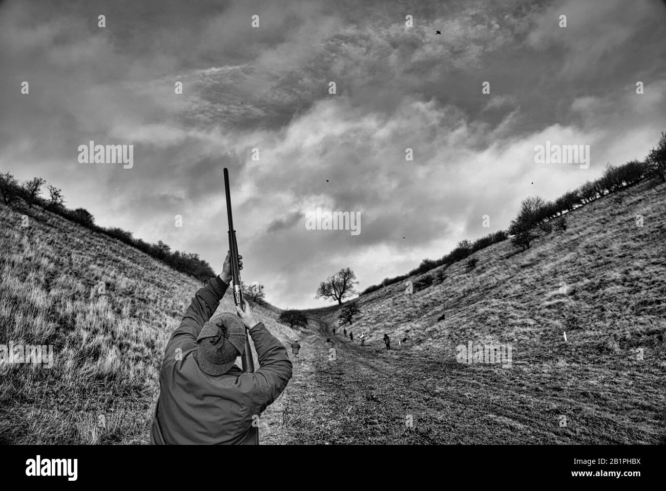 Prise de vue haute faisante dans une vallée noir et blanc Banque D'Images Prise de vue haute faisante dans une vallée noir et blanc Banque D'Images