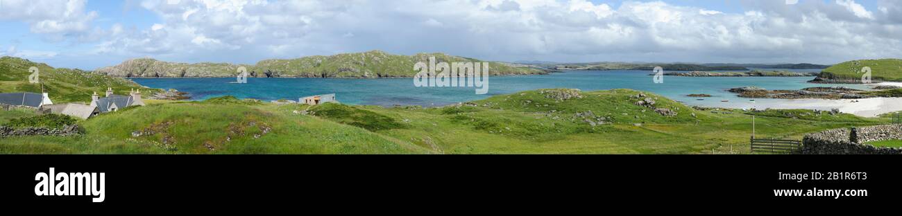 Vue panoramique sur la baie de Valtos, île de Lewis, Écosse Banque D'Images