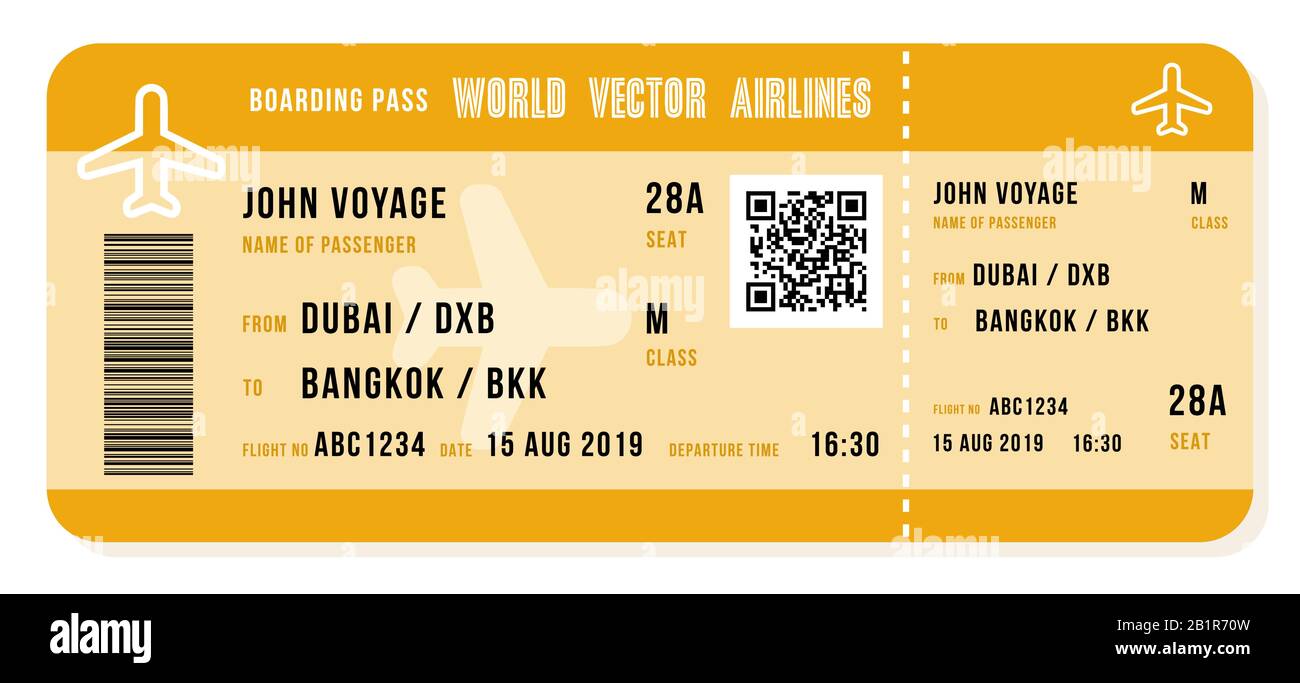 Vector d'embarquement. Billet moderne pour un vol. Illustration de Vecteur