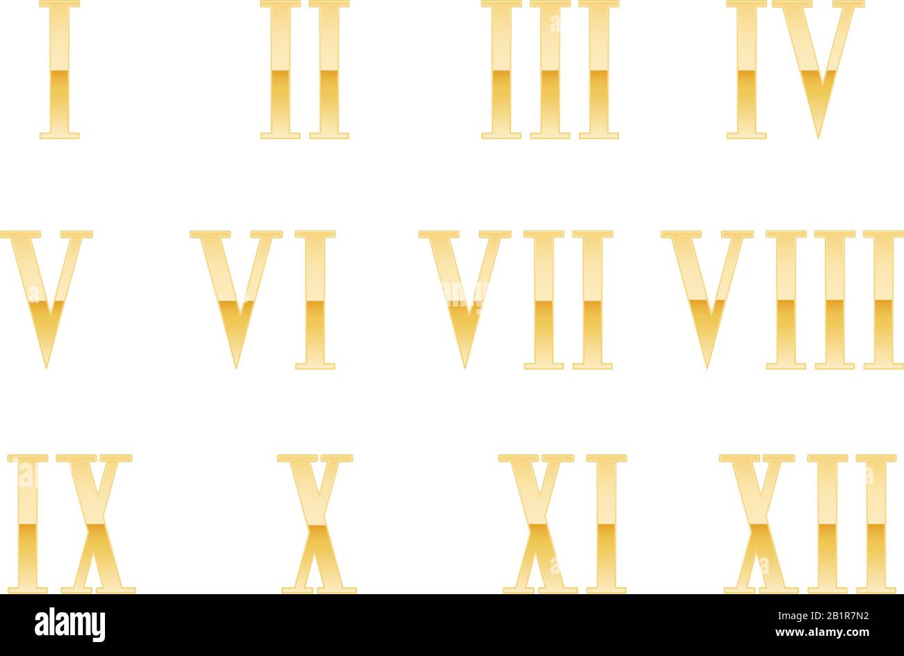 Chiffres romains. Symboles dorés Illustration de Vecteur