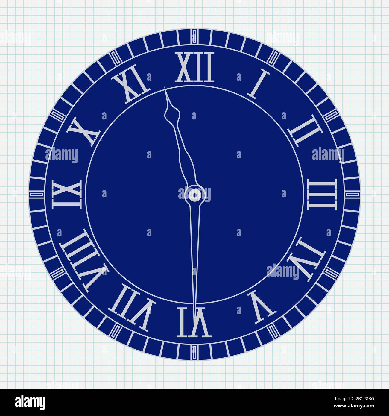 Horloge numérique romaine sur fond de papier doublé Illustration de Vecteur