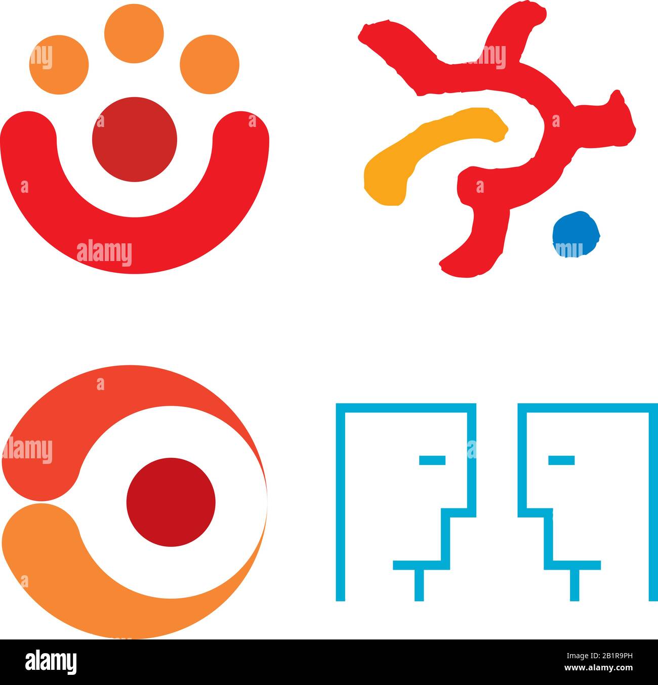 Quatre logos humains simples sous forme géométrique. Illustration vectorielle. Illustration de Vecteur