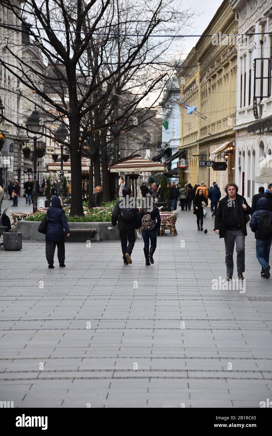 Belgrade, la principale promenade de Belgrade Knez Mihailova Banque D'Images