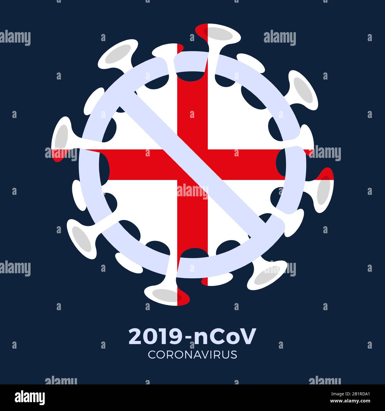 Drapeau d'Angleterre signe attention coronavirus. Arrêt 2019-nCoV éclosion. Danger de coronavirus et maladie à risque pour la santé publique et éclosion de grippe. Pandémie médicale c Illustration de Vecteur