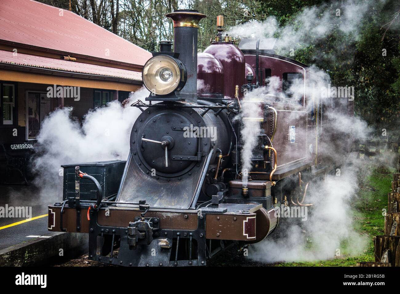 Train à vapeur historique Puffing Billy situé dans la chaîne des Dandenong Ranges, à l'est de Melbourne, Victoria, Australie. Banque D'Images