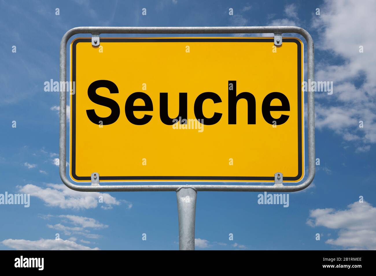 Inscription Seuche (épidémie) sur un panneau de signalisation, place-nom signe Allemagne, début de la ville Banque D'Images