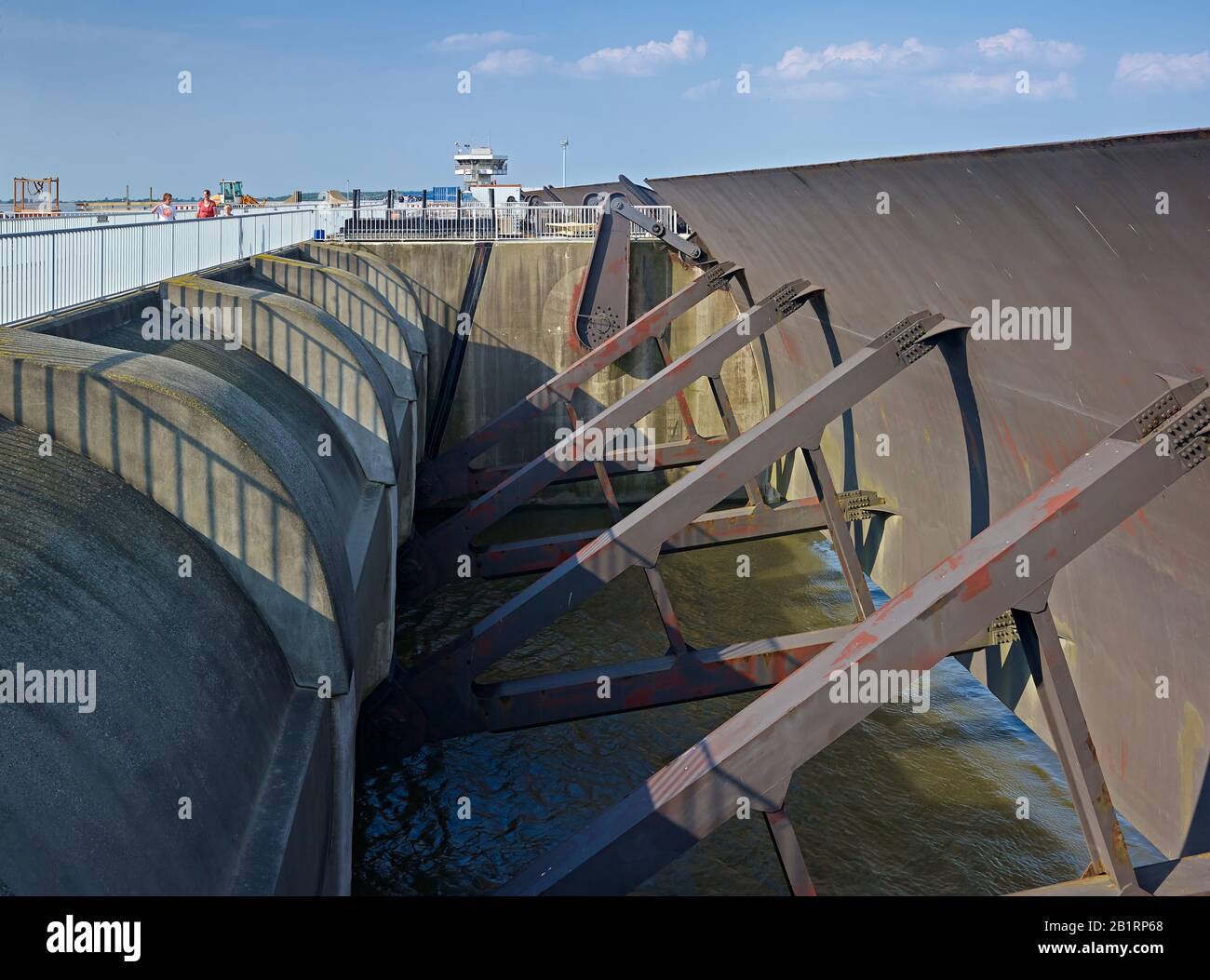 Eider Barrage Près De Tönning, Frise Du Nord, Schleswig-Holstein, Allemagne, Banque D'Images