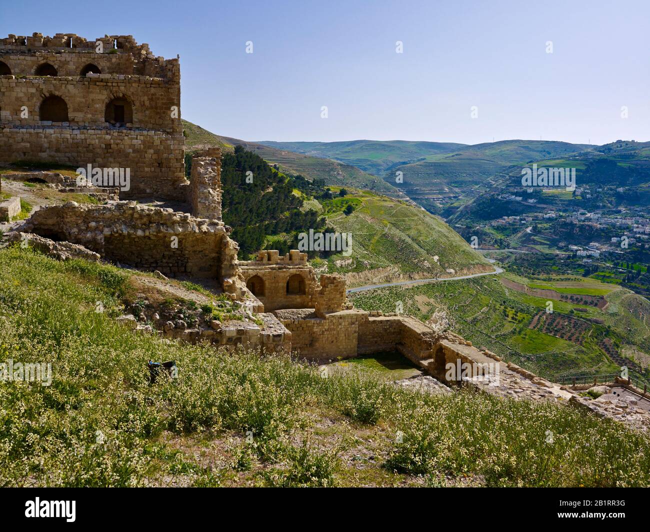 Bâtiment du palais du château de Kerak Crusader à Karak, Jordanie, Moyen-Orient, Banque D'Images