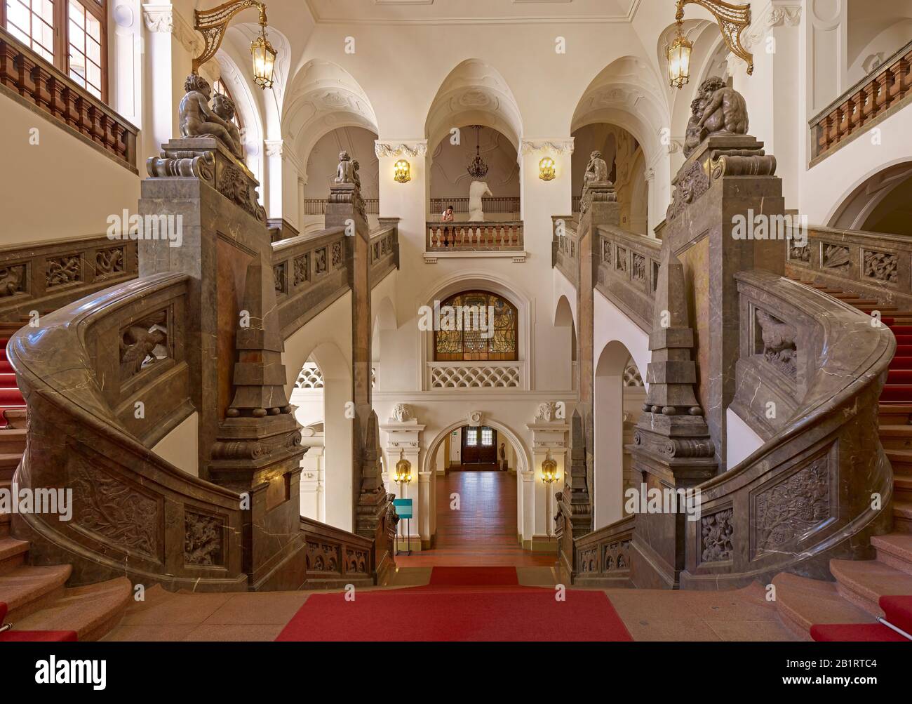 Escalier dans l'Hôtel de ville de Leipzig, Saxe, Allemagne Banque D'Images